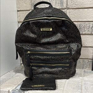 Steve Madden Black Backpack with Gold Accents